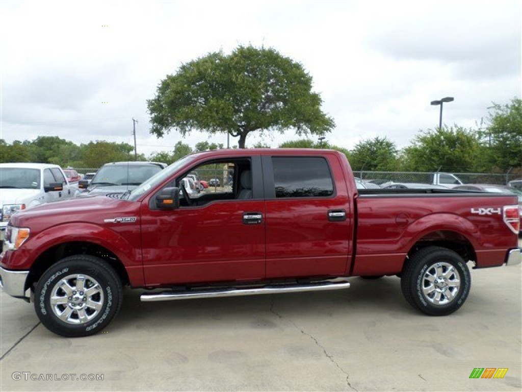 2013 F150 XLT SuperCrew 4x4 - Ruby Red Metallic / Steel Gray photo #2