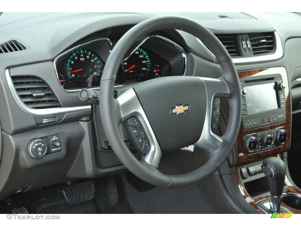 2014 Chevrolet Traverse LTZ Ebony Steering Wheel Photo #85099133