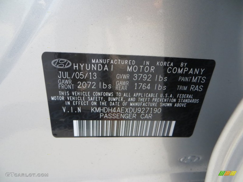 2013 Elantra Limited - Shimmering Air Silver / Gray photo #71