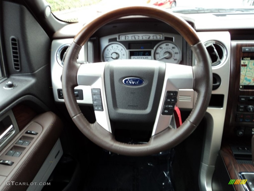 2010 Ford F150 Platinum SuperCrew Sienna Brown Leather/Black Steering Wheel Photo #85101749