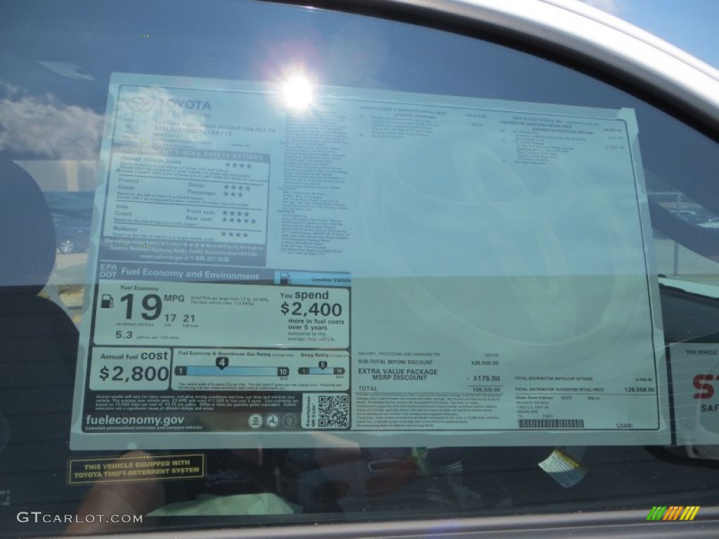 2013 Toyota Tacoma V6 TSS Prerunner Double Cab Window Sticker Photo #85103003