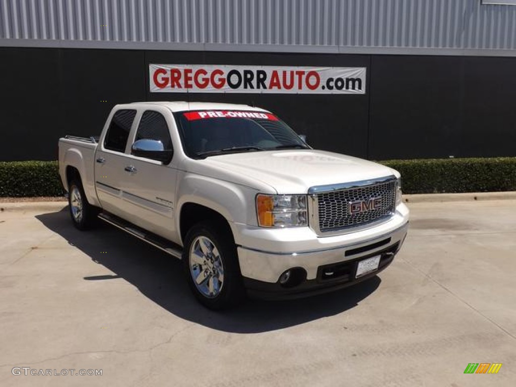 2013 Sierra 1500 SLT Crew Cab 4x4 - White Diamond Tricoat / Very Dark Cashmere/Light Cashmere photo #1