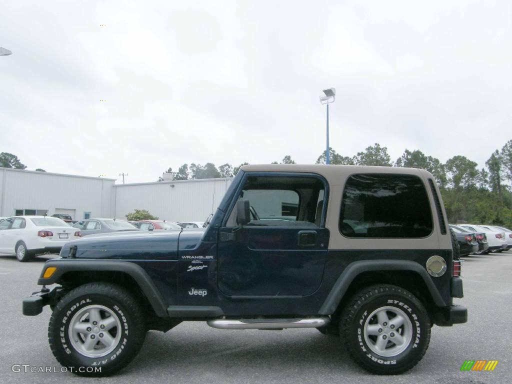 2000 Wrangler Sport 4x4 - Patriot Blue Pearl / Camel photo #2