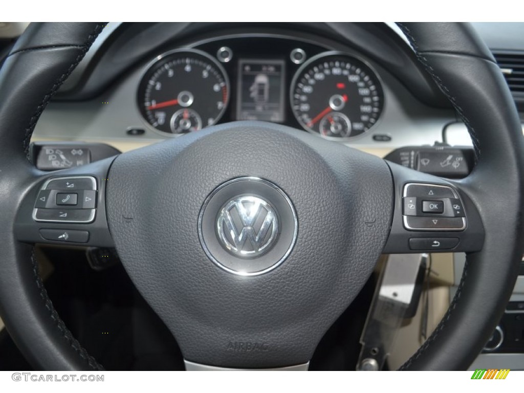 2011 Volkswagen CC Sport Cornsilk Beige/Black Steering Wheel Photo #85114016