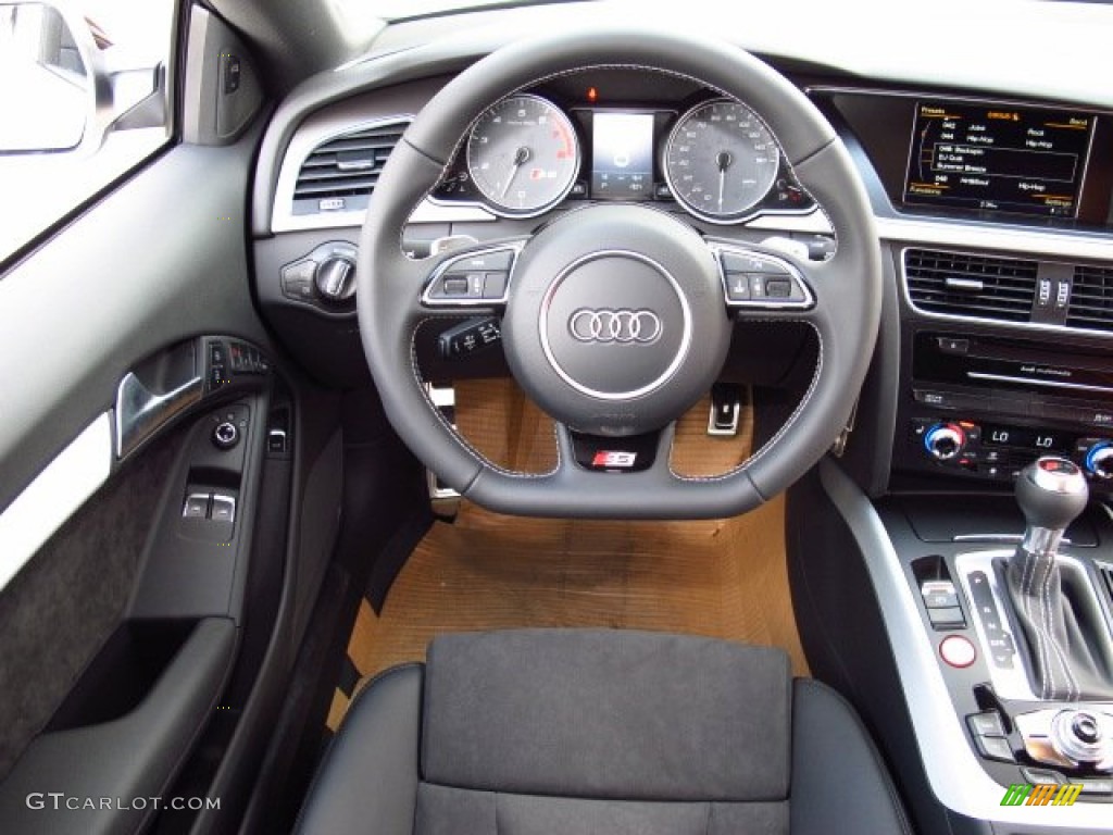 2014 Audi S5 3.0T Premium Plus quattro Coupe Black Steering Wheel Photo #85114712
