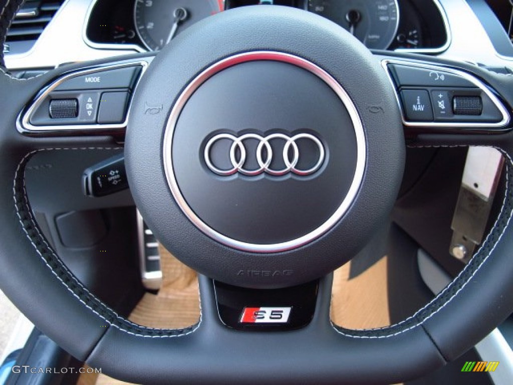 2014 Audi S5 3.0T Premium Plus quattro Coupe Black Steering Wheel Photo #85114772