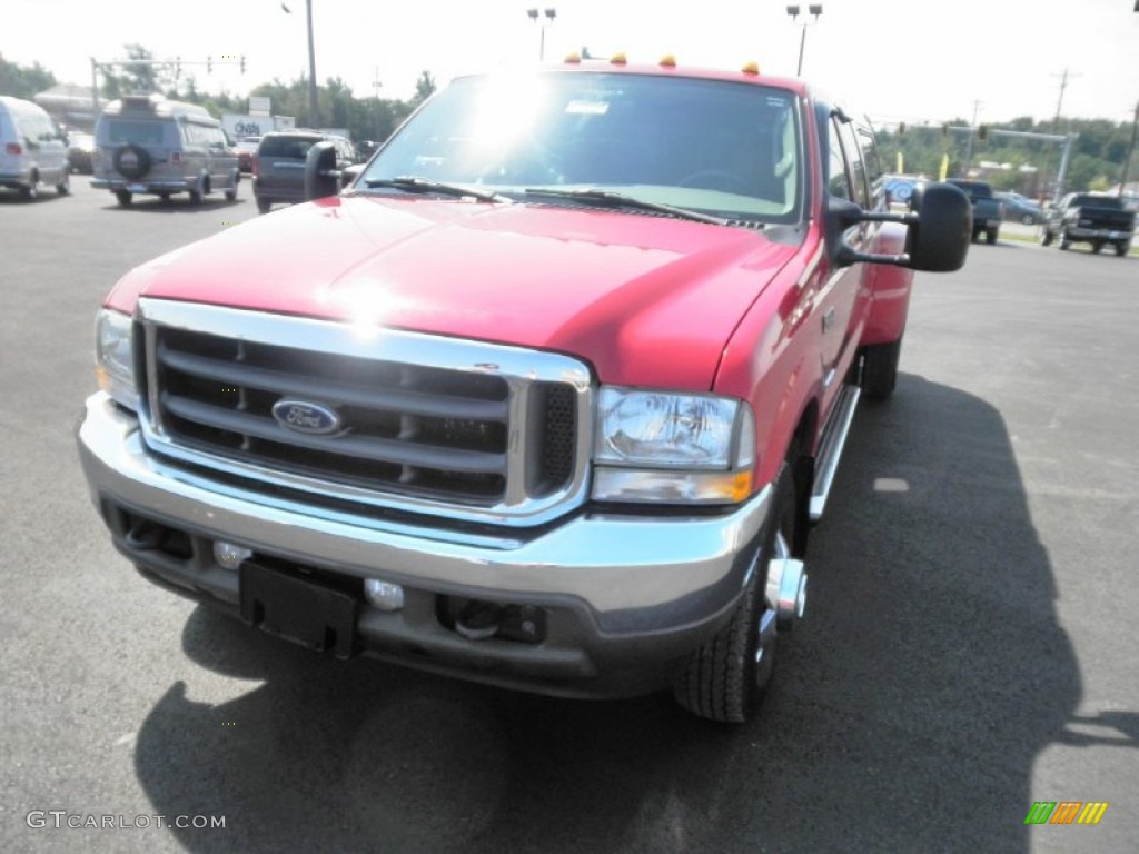 2004 F350 Super Duty Lariat Crew Cab 4x4 Dually - Red / Medium Parchment photo #3