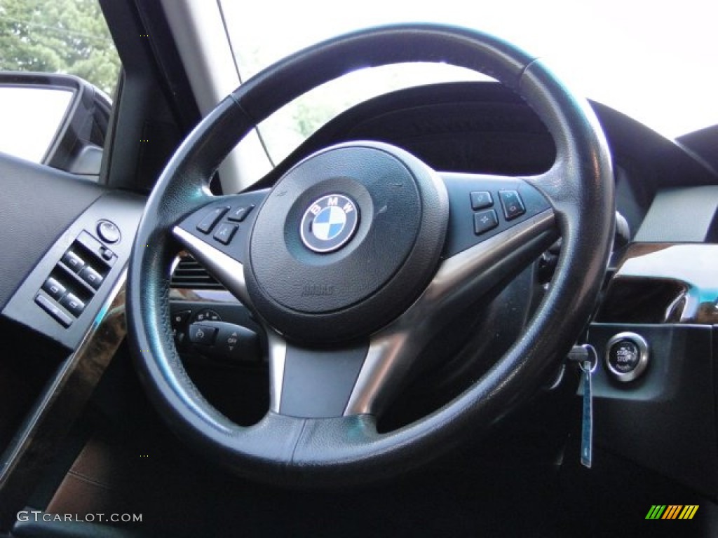 2007 BMW 5 Series 530i Sedan Auburn Steering Wheel Photo #85115372