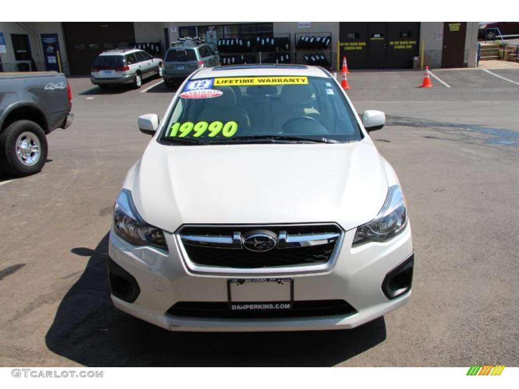 2012 Impreza 2.0i Premium 5 Door - Satin White Pearl / Ivory photo #2