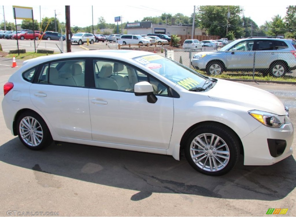 2012 Impreza 2.0i Premium 5 Door - Satin White Pearl / Ivory photo #4