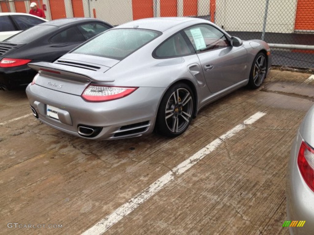 2012 911 Turbo S Coupe - Platinum Silver Metallic / Carrera Red Natural Leather photo #2