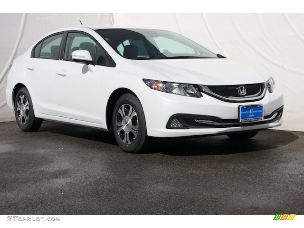 2013 Civic Hybrid Sedan - White Orchid Pearl / Beige photo #1