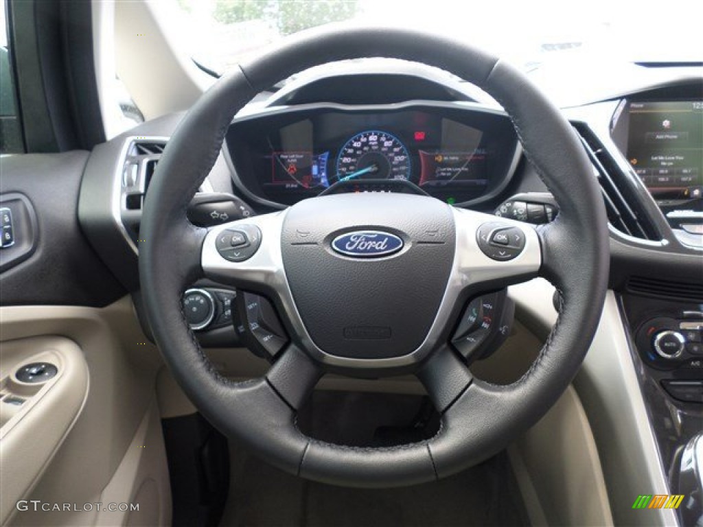 2013 Ford C-Max Energi Medium Light Stone Steering Wheel Photo #85121346