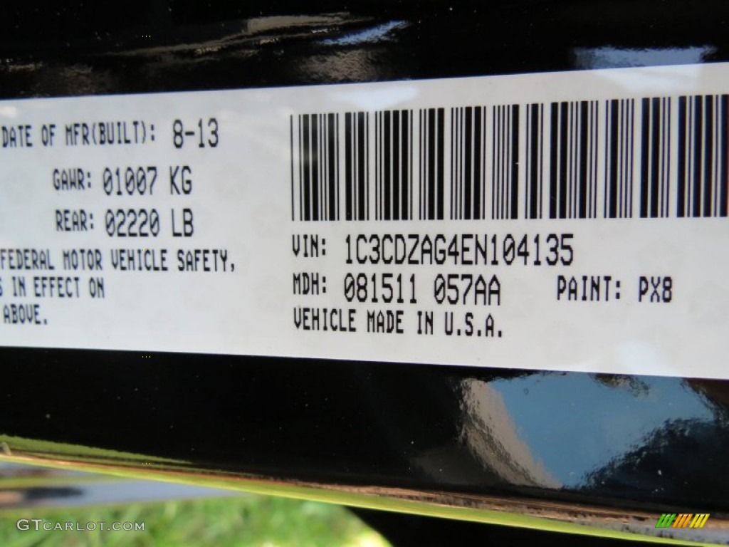 2014 Avenger Color Code PX8 for Black Clear Coat Photo #85130241