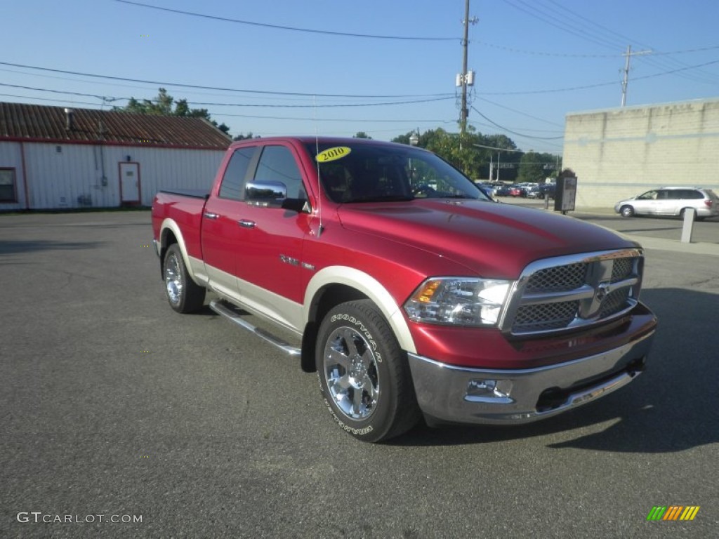 2010 Ram 1500 Laramie Quad Cab 4x4 - Inferno Red Crystal Pearl / Dark Slate Gray photo #1