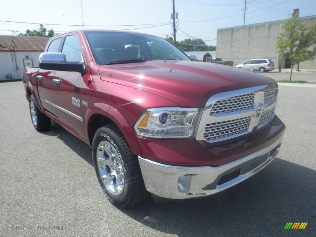 2014 1500 Laramie Crew Cab 4x4 - Deep Cherry Red Crystal Pearl / Black photo #1