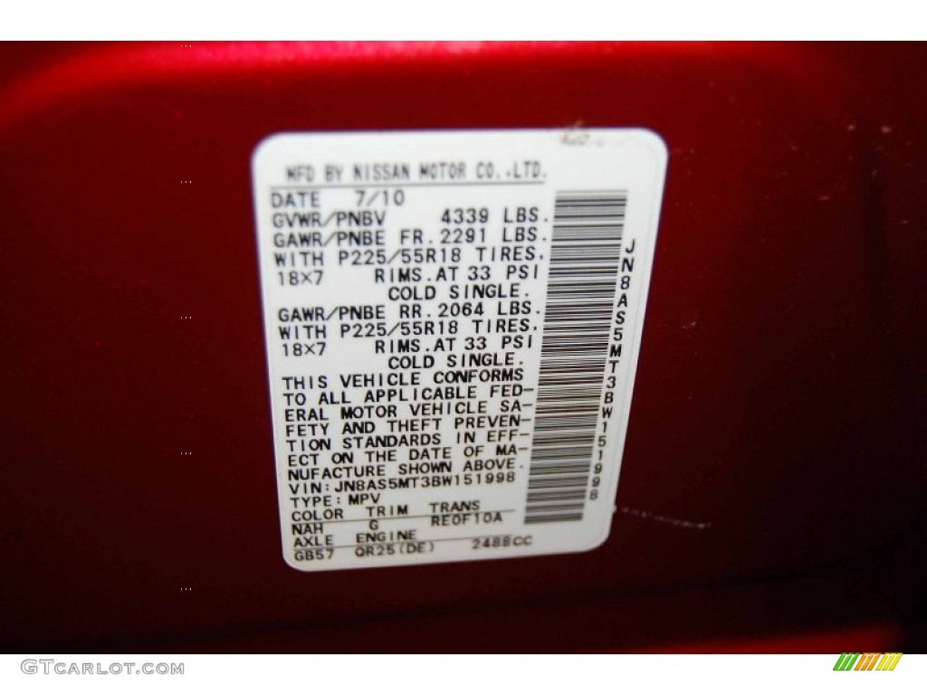 2011 Rogue SV - Cayenne Red / Black photo #13