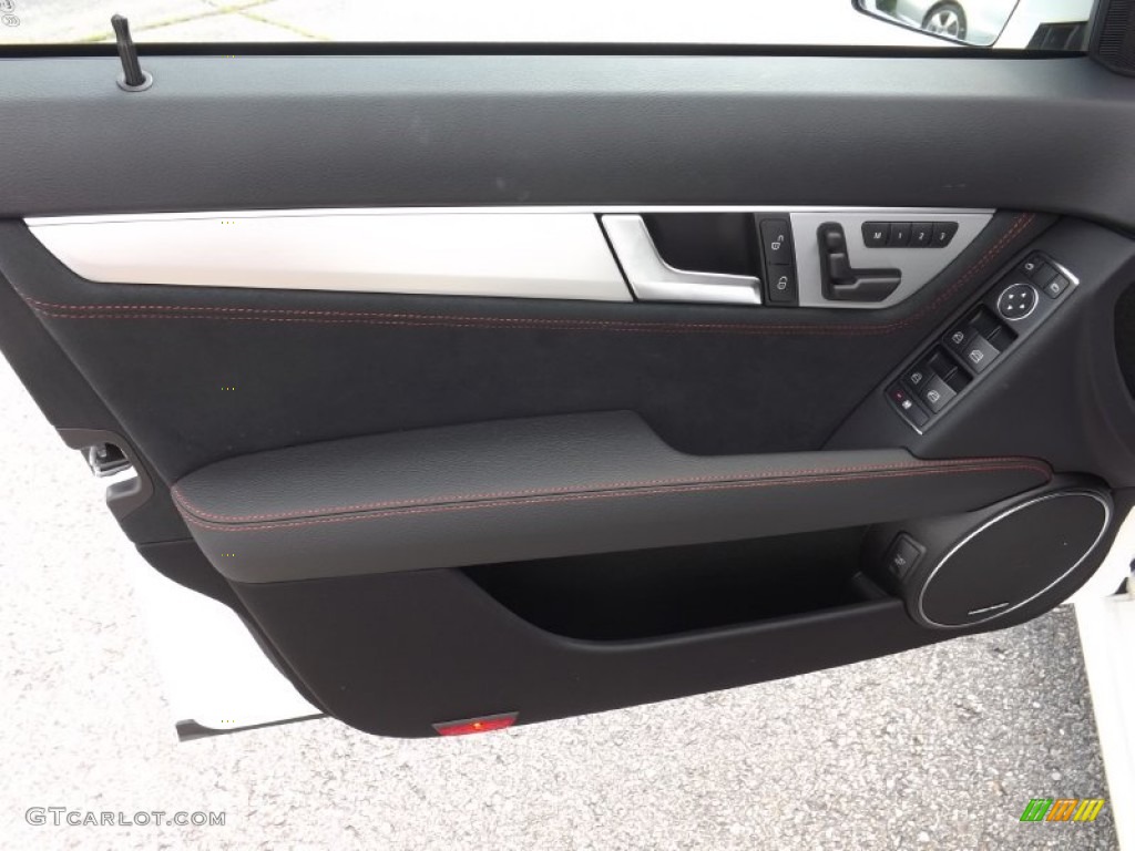 2014 Mercedes-Benz C 300 4Matic Sport Black/Red Stitch w/DINAMICA Inserts Door Panel Photo #85138520