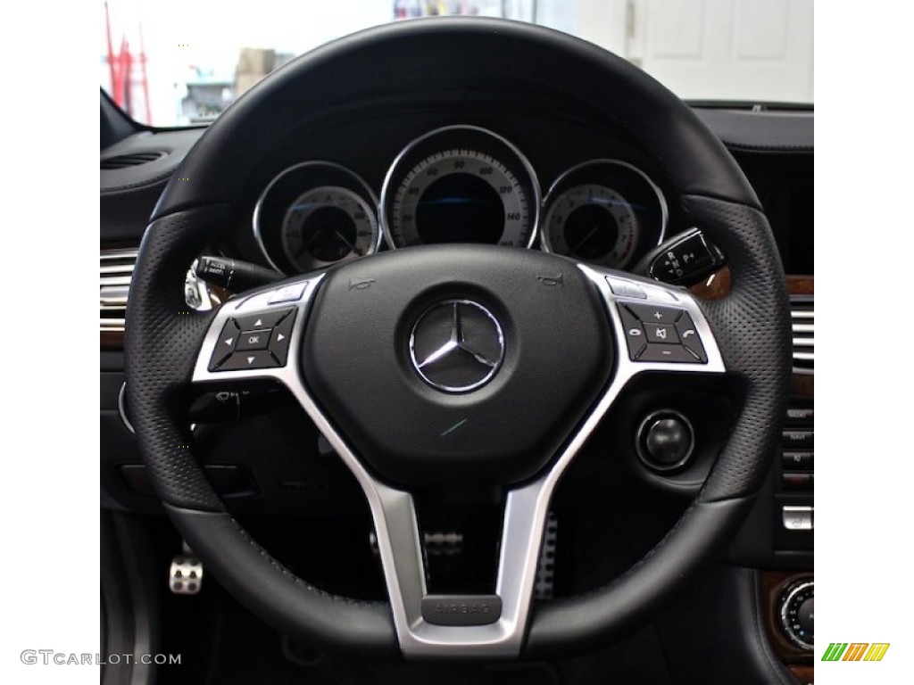 2012 Mercedes-Benz CLS 550 Coupe Black Steering Wheel Photo #85146485