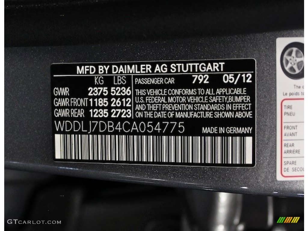 2012 CLS Color Code 792 for Palladium Silver Metallic Photo #85146874