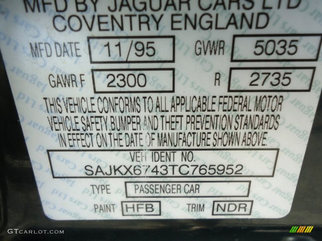 1996 XJ Color Code HFB for British Racing Green Photo #85147160