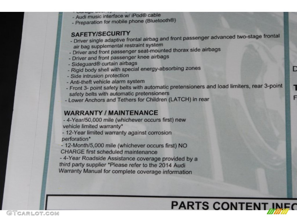 2014 Audi A5 2.0T quattro Coupe Window Sticker Photo #85147988