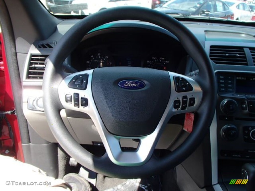 2014 Ford Explorer 4WD Medium Light Stone Steering Wheel Photo #85148474