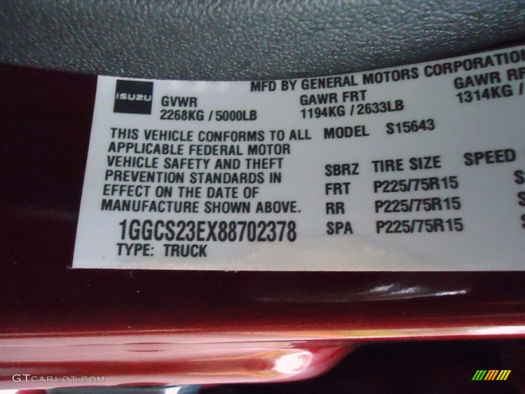 2008 Isuzu i-Series Truck i-370 LS Crew Cab Info Tag Photos