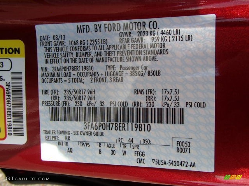 2014 Fusion Color Code RR for Ruby Red Photo #85150481