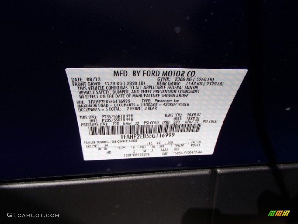 2014 Taurus Color Code J4 for Deep Impact Blue Photo #85150886
