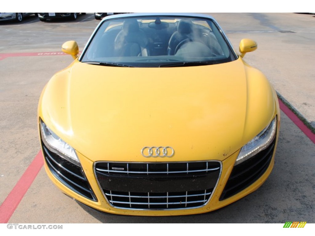 Audi Exclusive Custom Color Speed Yellow 2011 Audi R8 Spyder 5.2 FSI quattro Exterior Photo #85153494