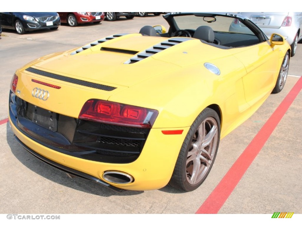 Audi Exclusive Custom Color Speed Yellow 2011 Audi R8 Spyder 5.2 FSI quattro Exterior Photo #85153658