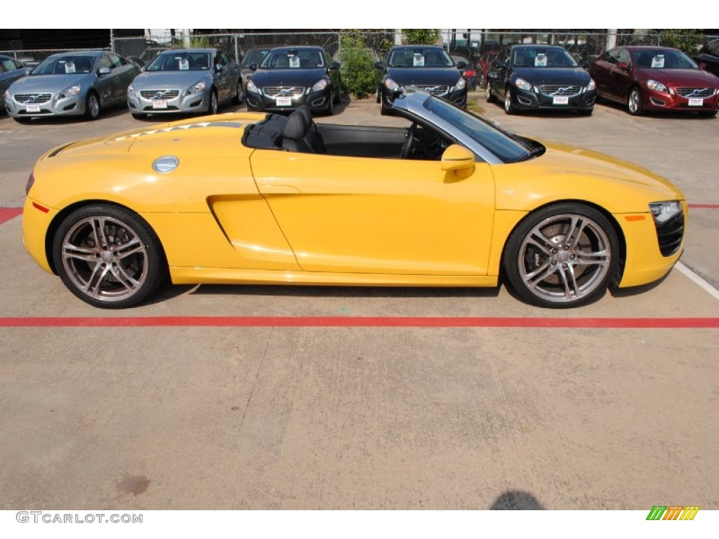 Audi Exclusive Custom Color Speed Yellow 2011 Audi R8 Spyder 5.2 FSI quattro Exterior Photo #85153682