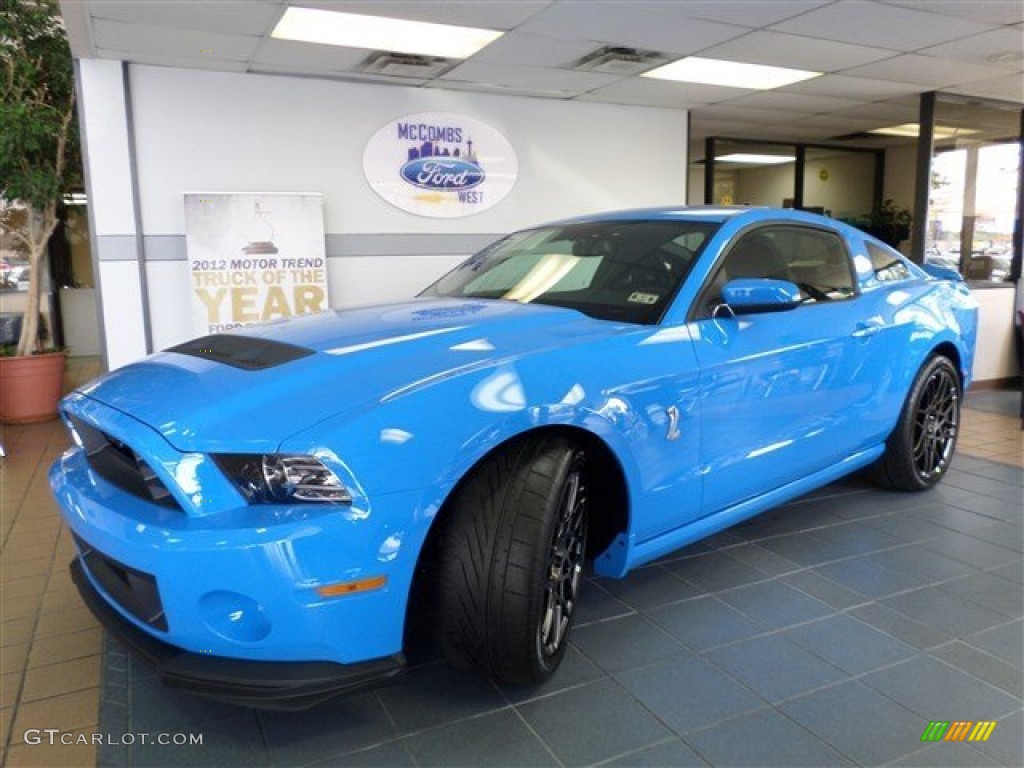 Grabber Blue 2014 Ford Mustang Shelby GT500 SVT Performance Package Coupe Exterior Photo #85153772