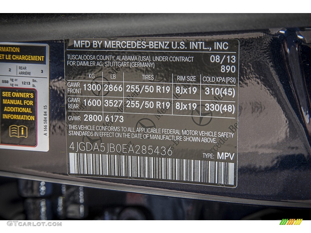 2014 ML Color Code 890 for Lunar Blue Metallic Photo #85154474