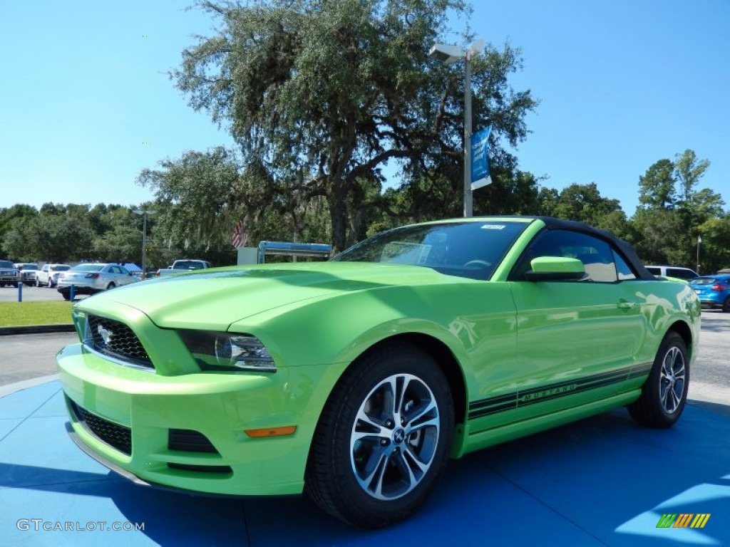 2014 Mustang V6 Premium Convertible - Gotta Have it Green / Charcoal Black photo #1