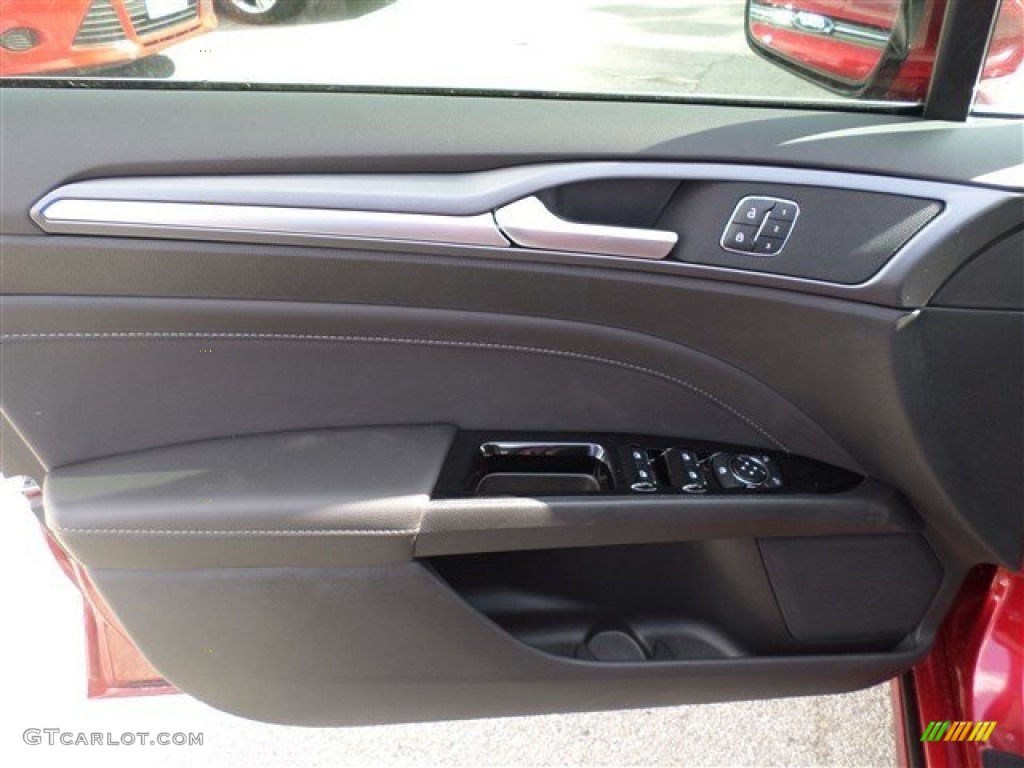 2014 Ford Fusion Hybrid Titanium Charcoal Black Door Panel Photo #85159838