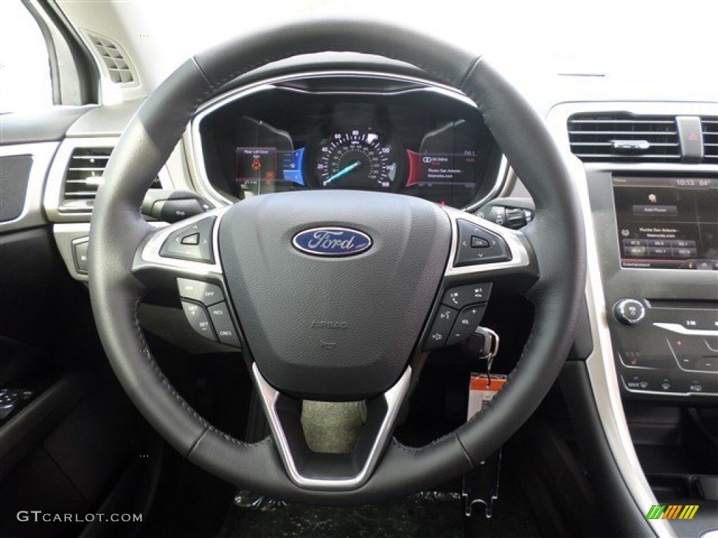 2014 Ford Fusion SE EcoBoost Charcoal Black Steering Wheel Photo #85161299