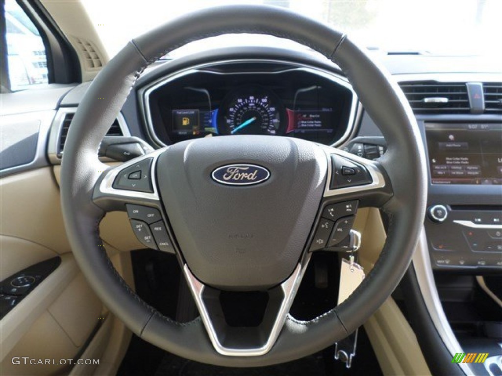 2014 Ford Fusion SE EcoBoost Dune Steering Wheel Photo #85161836