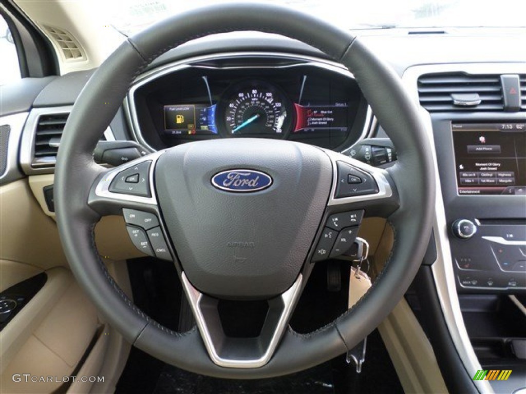 2014 Ford Fusion SE EcoBoost Dune Steering Wheel Photo #85162904