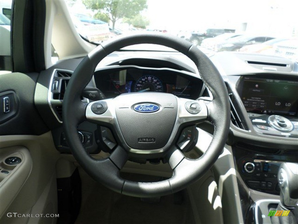 2013 Ford C-Max Energi Medium Light Stone Steering Wheel Photo #85165514