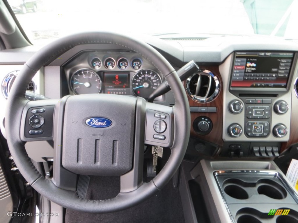 2014 Ford F350 Super Duty Lariat Crew Cab 4x4 Dually Black Dashboard Photo #85165538