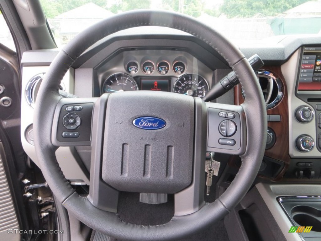 2014 Ford F350 Super Duty Lariat Crew Cab 4x4 Dually Black Steering Wheel Photo #85165573