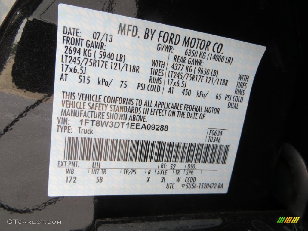 2014 F350 Super Duty Color Code UH for Tuxedo Black Metallic Photo #85165631