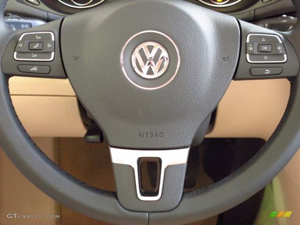 2014 Volkswagen Passat TDI SEL Premium Cornsilk Beige Steering Wheel Photo #85167976