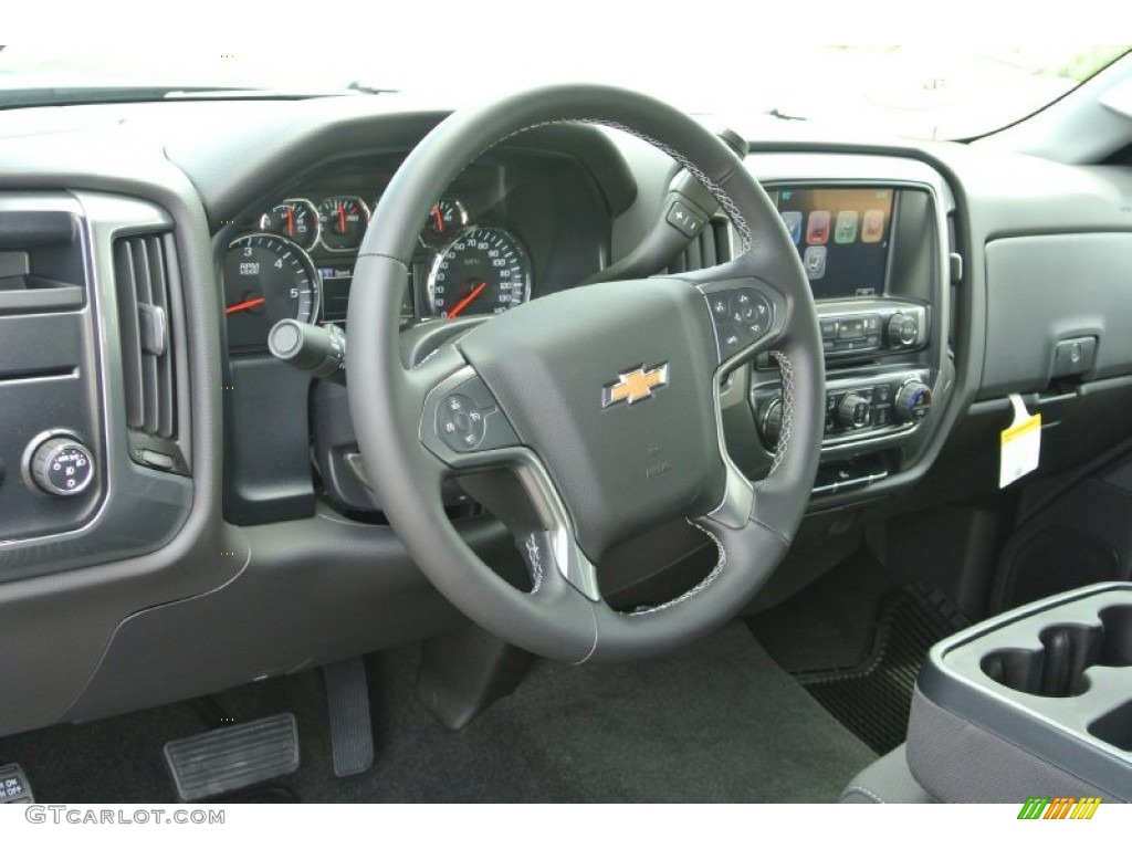 2014 Chevrolet Silverado 1500 LT Double Cab Jet Black Steering Wheel Photo #85169072