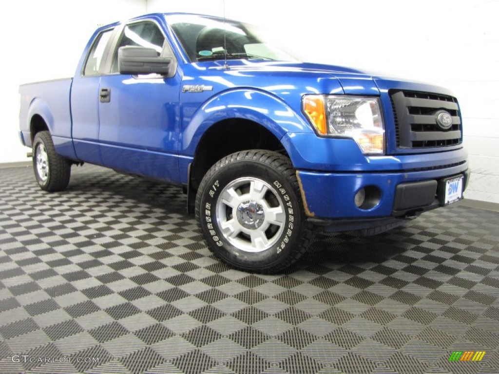 2010 F150 STX SuperCab 4x4 - Blue Flame Metallic / Medium Stone photo #1