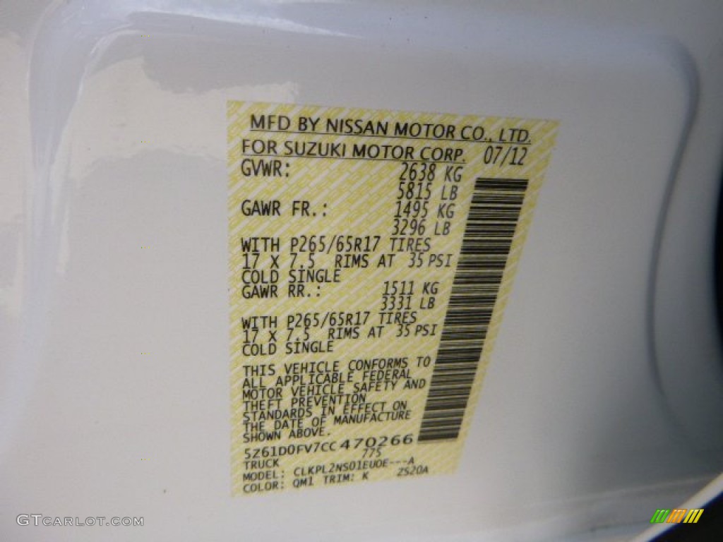 2012 Equator Color Code QM1 for Glacier White Photo #85178802