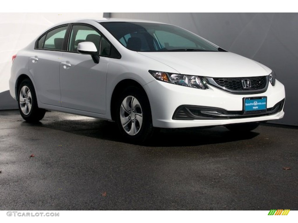 2013 Civic LX Sedan - Taffeta White / Beige photo #1