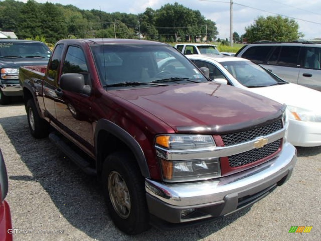 2007 Colorado LT Extended Cab 4x4 - Deep Ruby Red Metallic / Very Dark Pewter photo #1